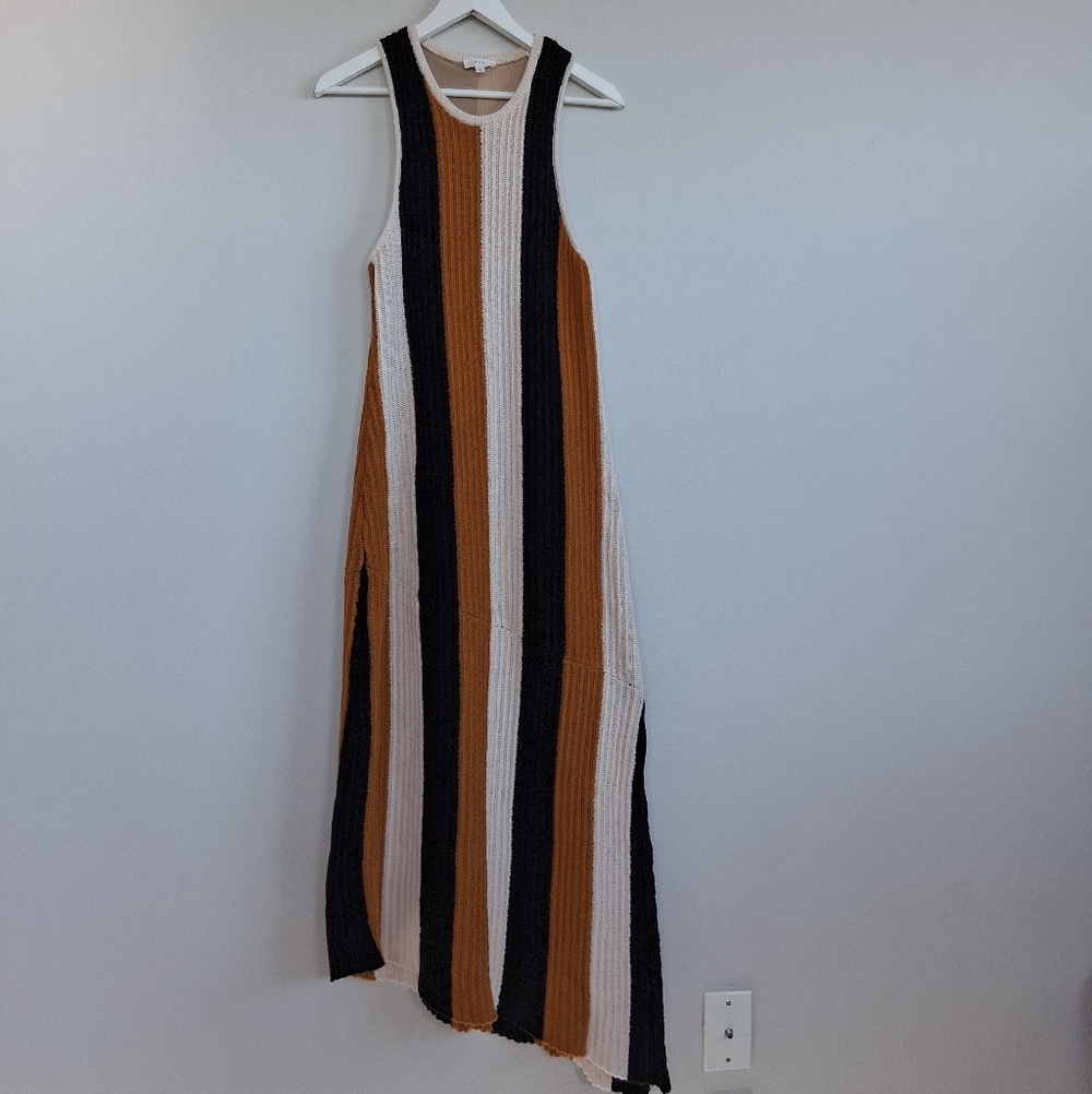 A.L.C. Marco Vertical Stripe Cotton Pointelle Maxi Dress - Picture 3 of 16